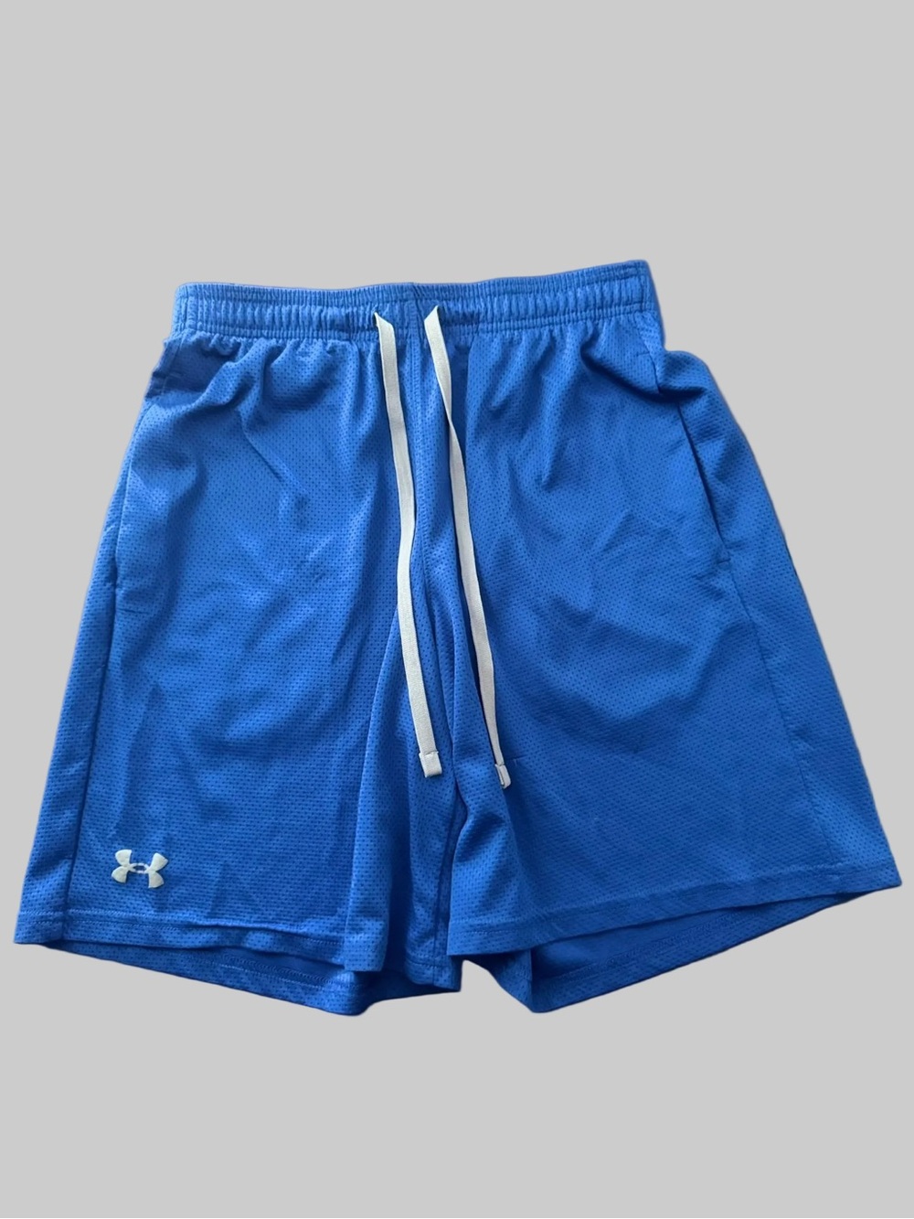 Under Armour Royal Blue Athletic Mesh Shorts with White Drawstring